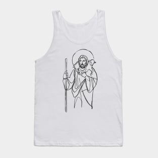 Jesus Christ Good Shepherd with sheep illustration Tank Top